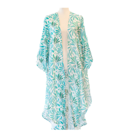 Winton and Waits Petals Long Kimono Turquoise